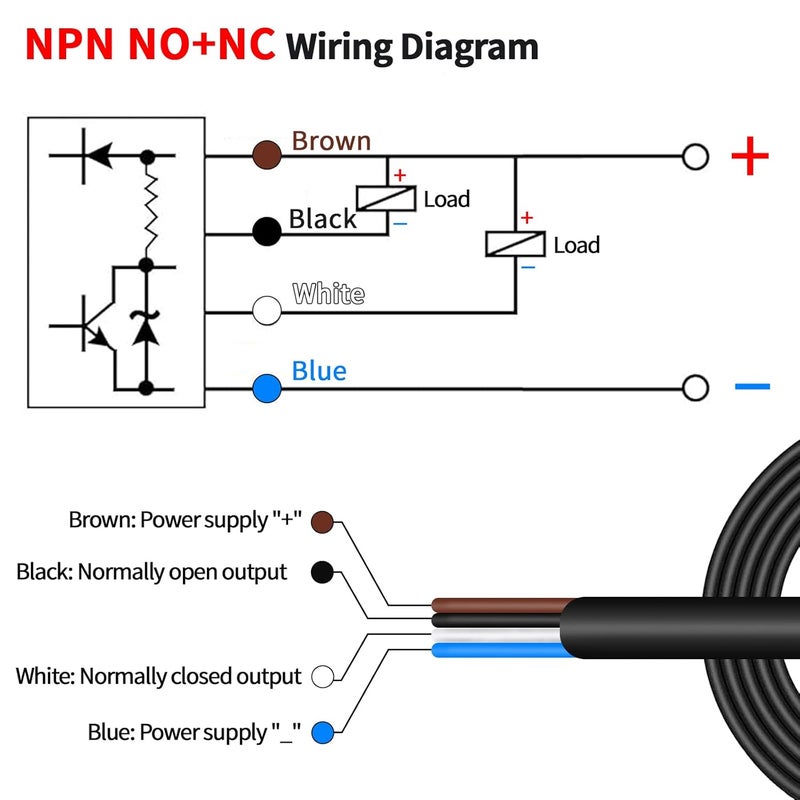 LCLCTC Sensor Laser photoelectric Switch NPN NO + NC Input(10-30VDC), 4 Wires; Detection Distance 8-50cm; HG18-D50N3, 12V; 24V Normally Open and Normally Closed Photoelectric Beam Sensor (NPN, NO+NC) - Image 3
